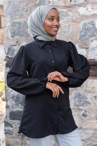 Uygun Fiyatlı KOL LASTIKLI GOMLEK SIYAH | Loccomoda.com 