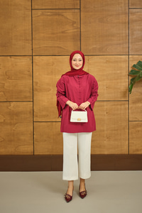 Kol Manşetli Düğme Detaylı Gömlek Bordo