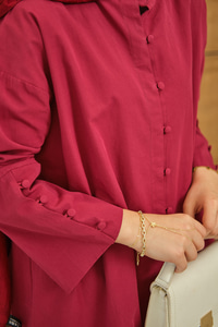 Kol Manşetli Düğme Detaylı Gömlek Bordo