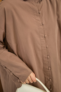 Kol Manşetli Düğme Detaylı Gömlek Kahverengi