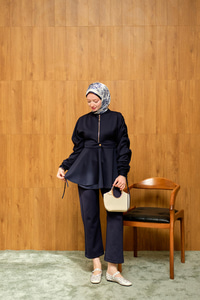 Kol Tünelli Beli Kemerli Takım Lacivert