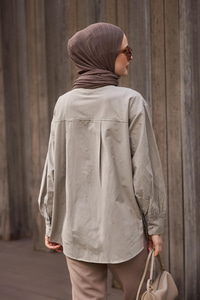 Kol Ve Nakış İşlemeli Gömlek Küf Yeşil