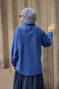 Kol Ve Nakış İşlemeli Gömlek Lacivert