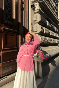 Kol Ve Nakış İşlemeli Gömlek Pembe