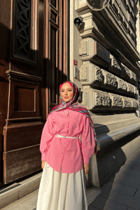 Kol Ve Nakış İşlemeli Gömlek Pembe