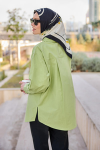 Kol Ve Nakış İşlemeli Gömlek Yeşil