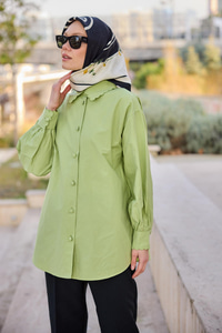 Kol Ve Nakış İşlemeli Gömlek Yeşil