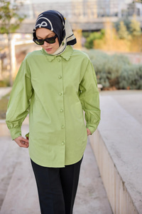 Kol Ve Nakış İşlemeli Gömlek Yeşil