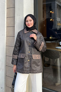 Kolları Apoletli Trenç Kahverengi