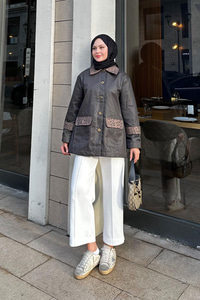 Kolları Apoletli Trenç Kahverengi