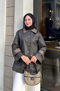 Kolları Apoletli Trenç Kahverengi