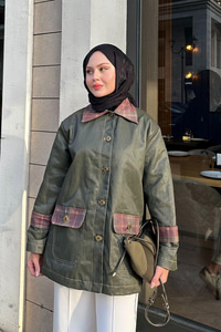 Kolları Apoletli Trenç Koyu Yeşil