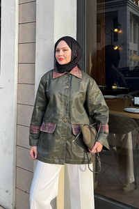 Kolları Apoletli Trenç Koyu Yeşil