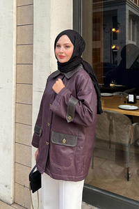 Kolları Apoletli Trenç Mürdüm