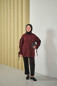 Kolları Büzgü Detay Tunik Bordo