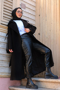 Kolları Cepli Astarlı Kaşe Siyah