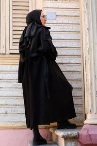 Kolları Cepli Astarlı Kaşe Siyah