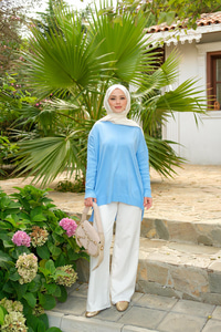 Kolları Düğme Detaylı Tunik Bebe Mavi