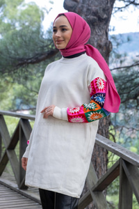 Uygun Fiyatlı KOLLARI ETNIK DESEN TUNK BEYAZ | Loccomoda.com 