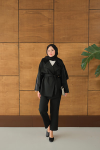 Kolları Fermuar Detay Takım Siyah