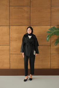 Kolları Fermuar Detay Takım Siyah