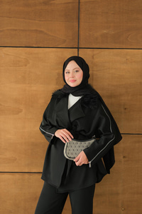 Kolları Fermuar Detay Takım Siyah