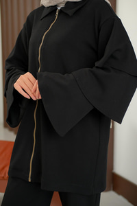 Kolları Fırfır Detay Takım Siyah