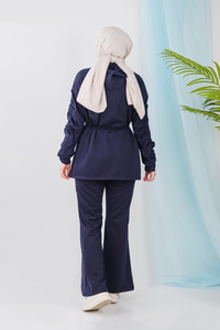 Kolları Fırfır Detaylı Takım Lacivert