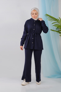 Kolları Fırfır Detaylı Takım Lacivert