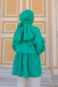 KOLLARI GUPUR DETAYLI GOMLEK YESIL