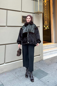 Kolları Peluş Detay Mont Haki Yeşil