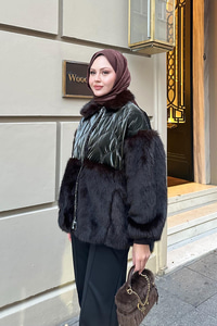 Kolları Peluş Detay Mont Haki Yeşil