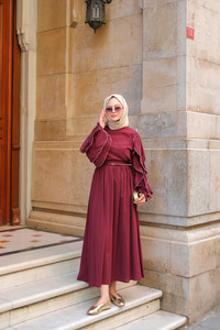 Kolları Süs Dikişli Takım Bordo