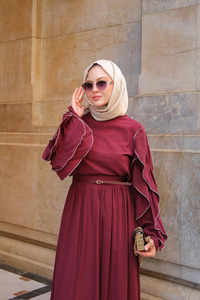 Kolları Süs Dikişli Takım Bordo