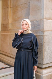 Kolları Süs Dikişli Takım Lacivert