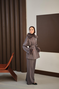 Kolları Ve Yakası Kürk Detay Takım Antrasit