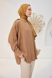 Kolu Apolet Detaylı Gömlek Kahverengi
