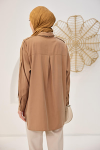 Kolu Apolet Detaylı Gömlek Kahverengi