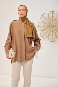 Kolu Apolet Detaylı Gömlek Kahverengi