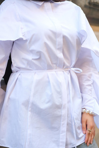 Kolu Fırfırlı Gömlek Beyaz