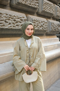 Kolu Kurdele Detay Takım Haki Yeşil