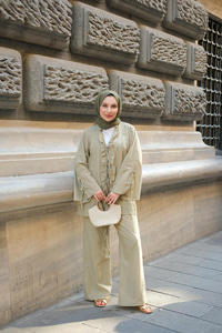 Kolu Kurdele Detay Takım Haki Yeşil