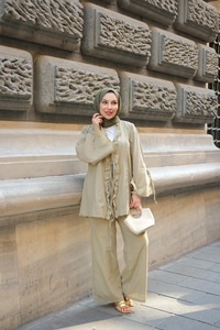 Kolu Kurdele Detay Takım Haki Yeşil