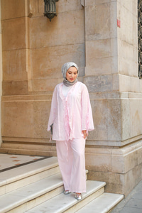 Kolu Kurdele Detay Takım Pembe