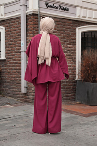 Kolu Parça Detaylı Takım Mürdüm