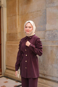 Kolu Pileli Modal Takım Bordo