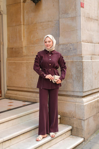 Kolu Pileli Modal Takım Bordo