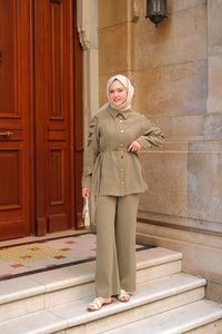 Kolu Pileli Modal Takım Küf Yeşil