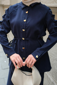 Kolu Pileli Modal Takım Lacivert