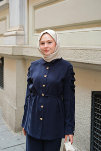 Kolu Pileli Modal Takım Lacivert